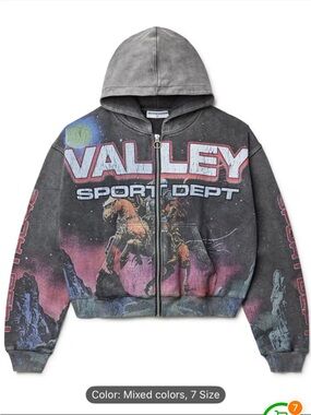 Valley Sport Dept TEMU' Graphic Zip Hoodie - Mixed Gray & Pink